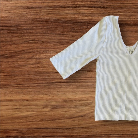 White Ribbed Top - Picture 2 of 4